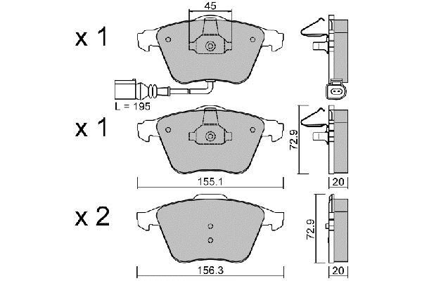 Jeu de 4 plaquettes de frein AISIN ref. BPVW-1011